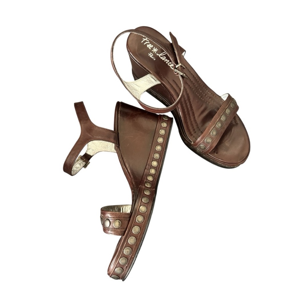 Free Lance Brown Studded Wedges Size 38 US 8